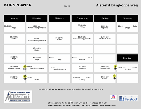 Kursplan Rahlstedt - Oktober 2025