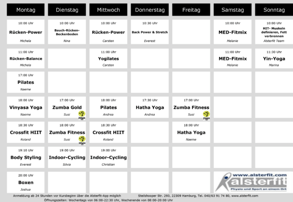 Kursplan März Barmbek