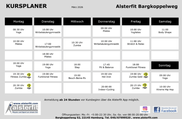 Kursplan Rahlstedt - März 2026